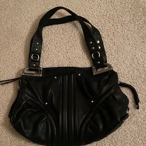 b. makowsky Black Leather Shoulder Bag